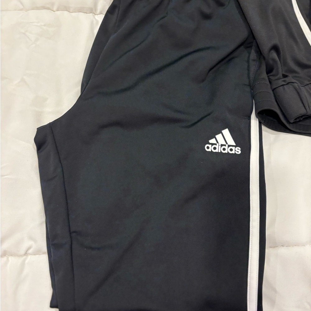 Adidas Black Joggers with White Stripes